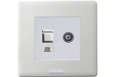 Thiết bị điện HONEYWELL | Ổ cắm Tivi + ổ cắm mạng Cat.5e HONEYWELL P63562WHI