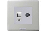 Thiết bị điện HONEYWELL | Ổ cắm Tivi + ổ cắm mạng Cat.5e HONEYWELL P63562SLT