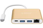 Bộ chuyển đổi ORICO | Bộ chuyển đổi Type-C sang LAN/Type-C/2*USB 3.0 ORICO RCR2A-GD