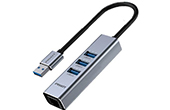 Bộ chia Hub PISEN | Hub chuyển đổi USB3.0 sang 3 cổng USB + LAN PISEN NJ-HB06